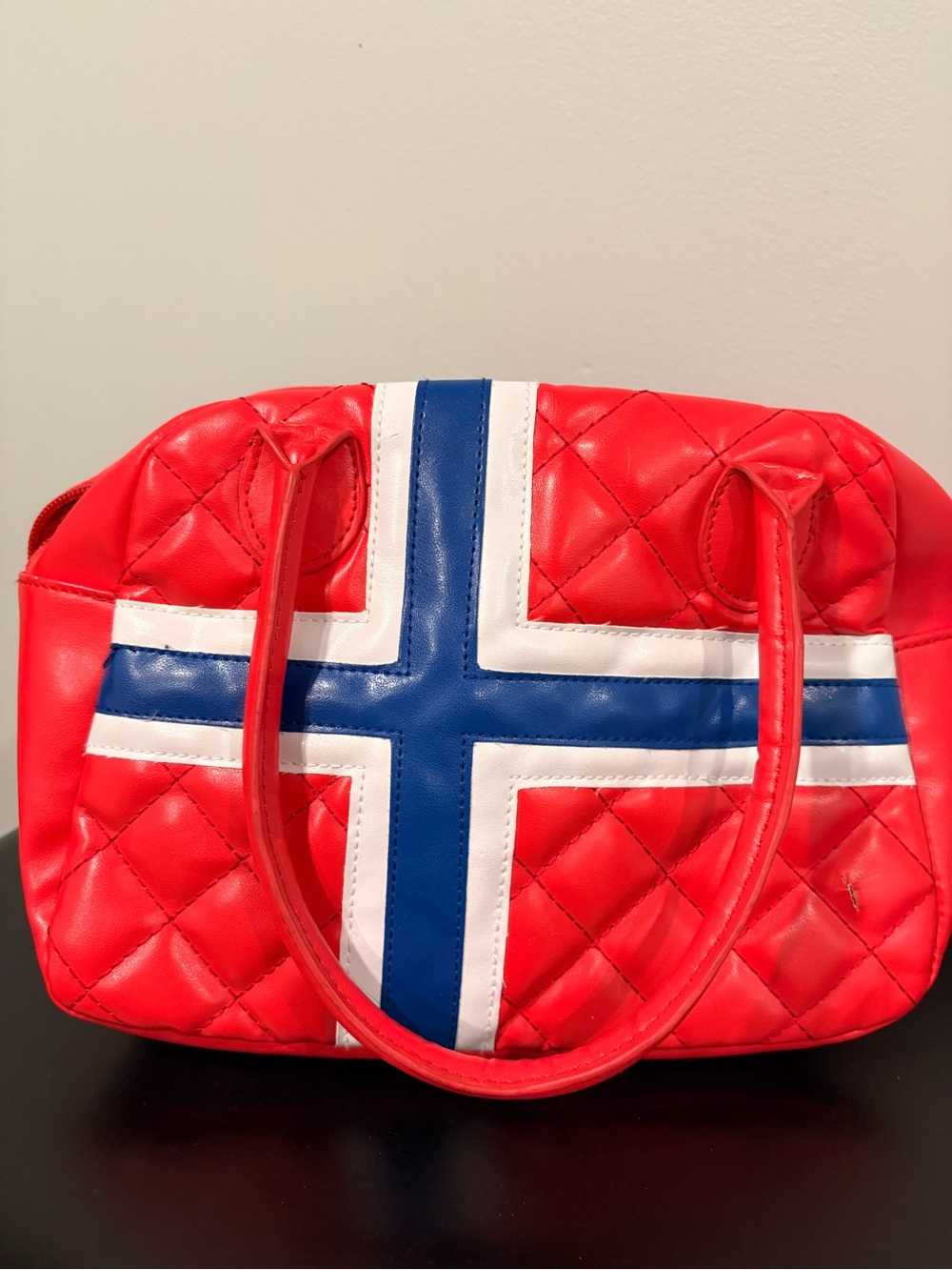 Norway Flag Red Quilted Satchel with Blue & White Cross Accent